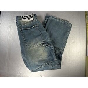 Ragged Jeans Size 30 Light Wash Baggy Carpenter Cargo Denim Jeans Y2K